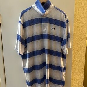 Blue and white under armour golf polo shirt